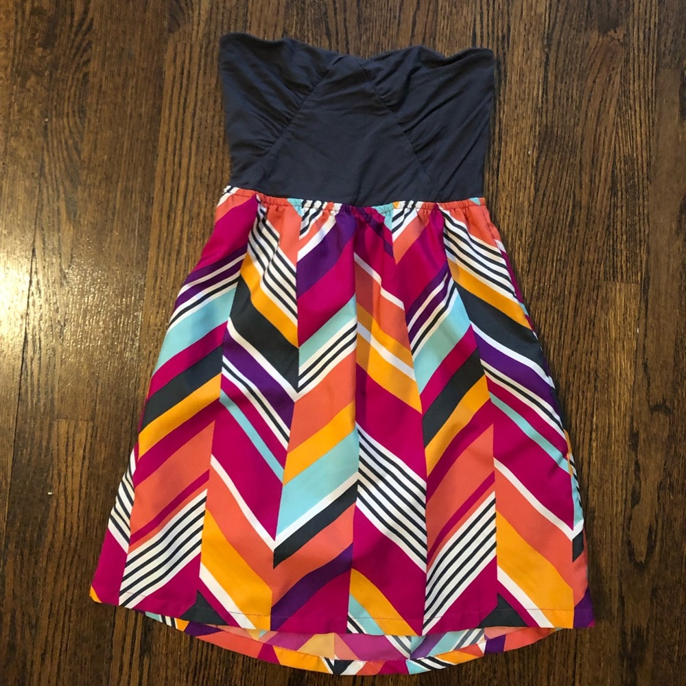 Roxy strapless multi colored dress